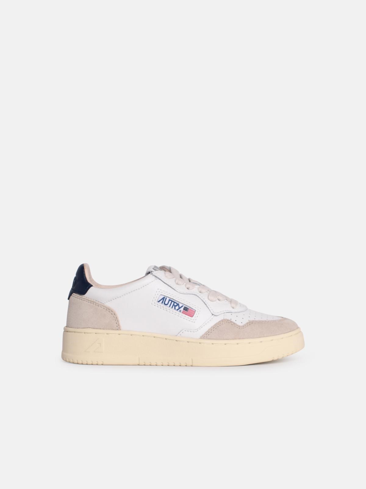 AUTRY 'MEDALIST LOW' WHITE LEATHER SNEAKERS