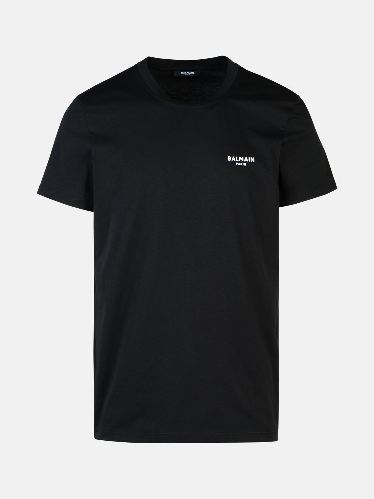 BALMAIN BLACK COTTON T-SHIRT 