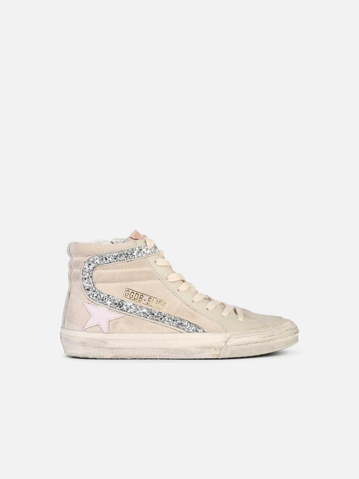 Golden Goose 'slide Classic' Ivory Leather Sneakers In Multi