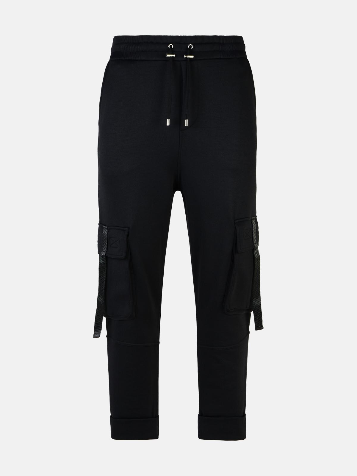 Shop Balmain 'jogger' Black Cotton Blend Pants