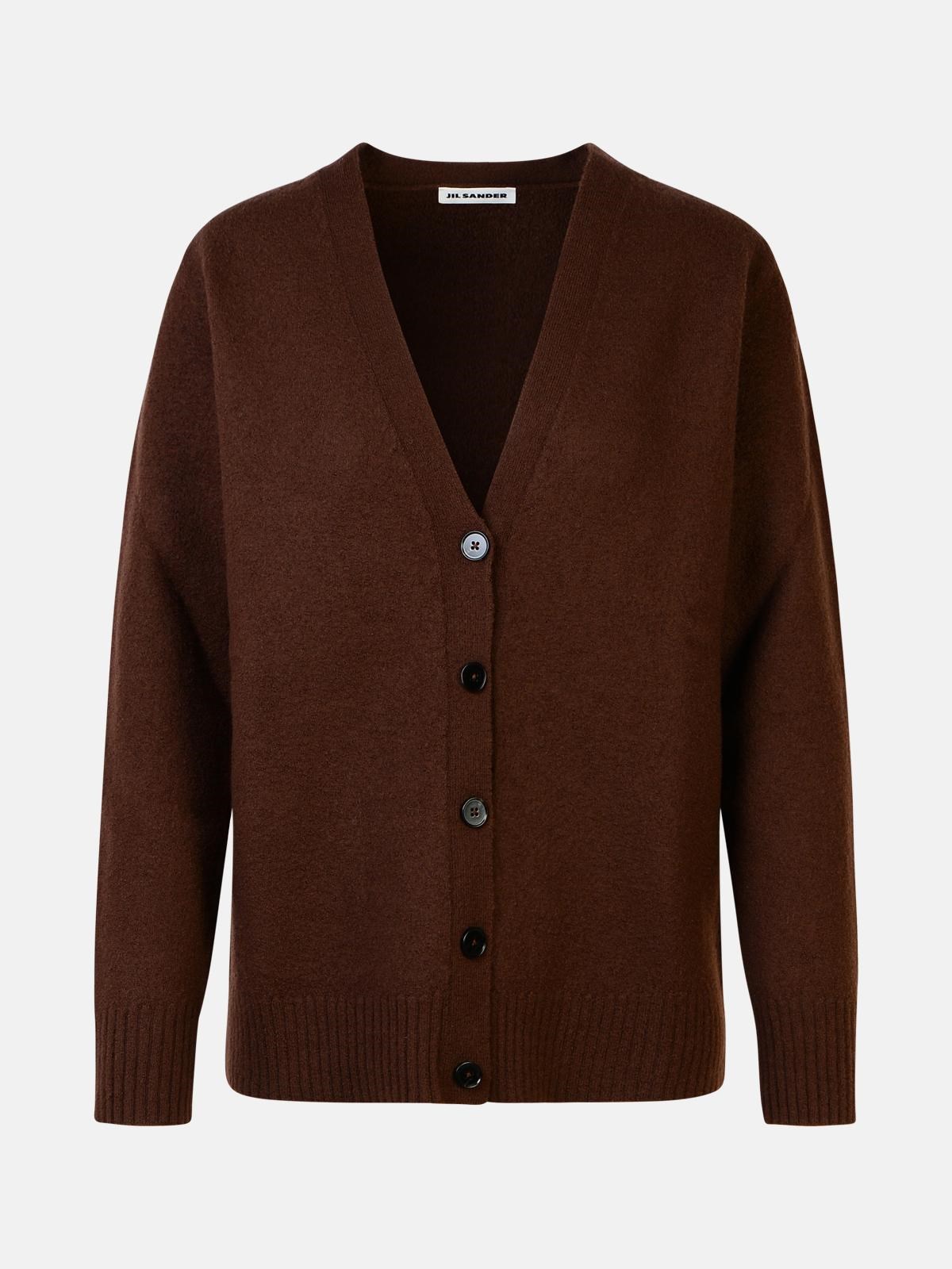 Shop Jil Sander Brown Wool Cardigan