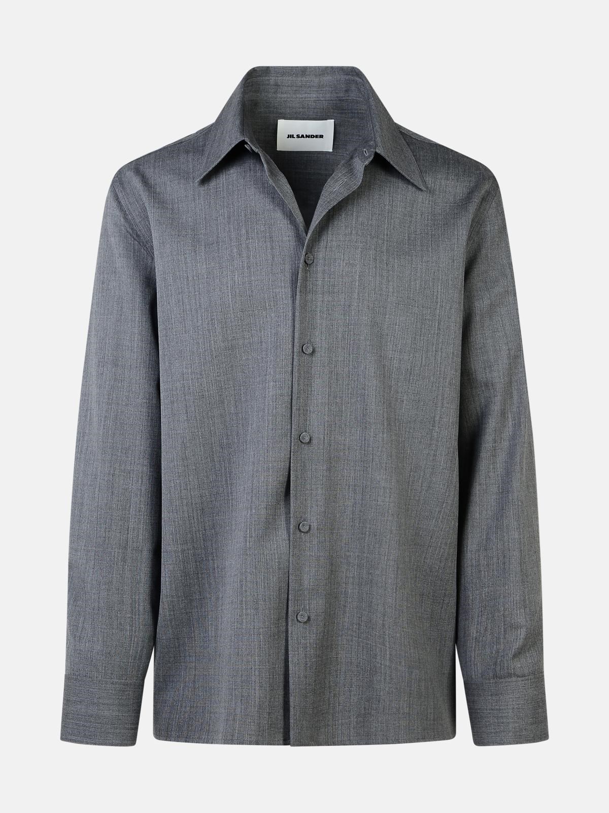 Shop Jil Sander Grey Wool Shirt