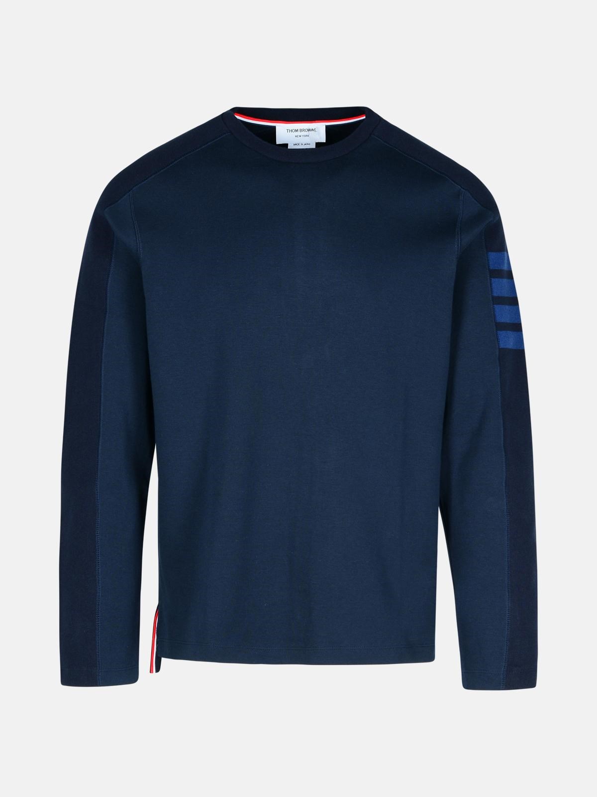 Shop Thom Browne Blue Cotton T-shirt In Navy