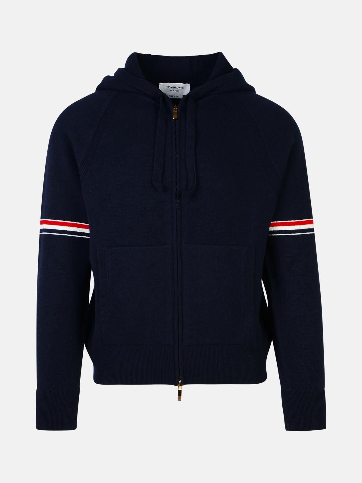 Shop Thom Browne Navy Cashmere Sweater