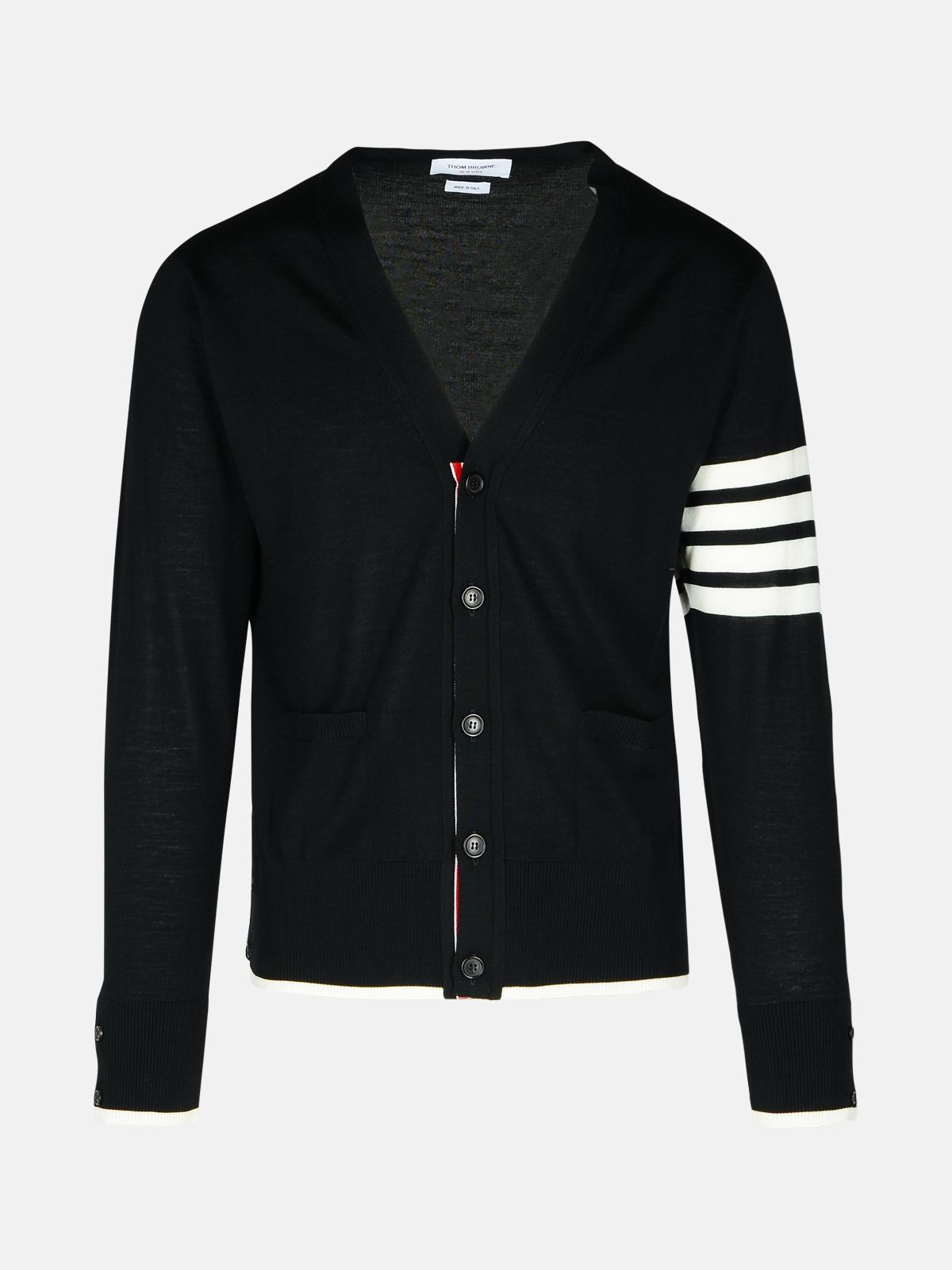 Thom Browne '4-bar' Black Wool Cardigan