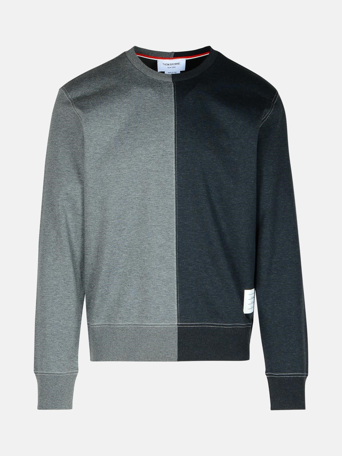 Shop Thom Browne Grey 'bicolor' Cotton Sweater In Multi