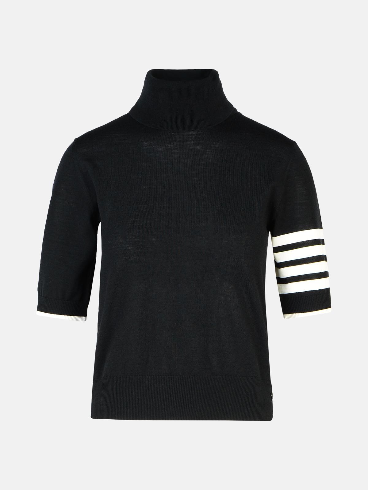 Shop Thom Browne '4-bar' Black Wool Turtleneck Sweater