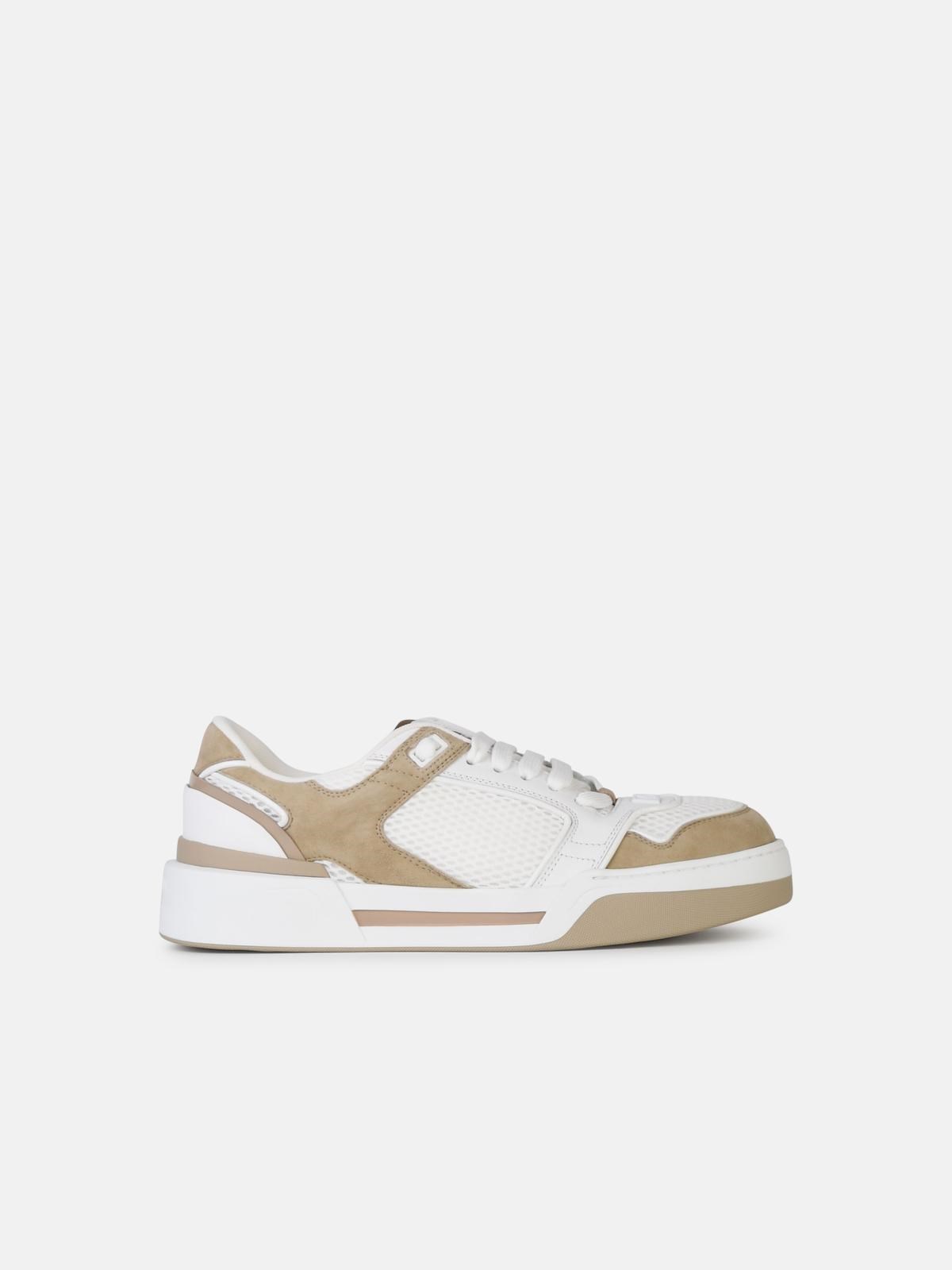 Shop Dolce & Gabbana 'new Roma' White Leather Sneakers