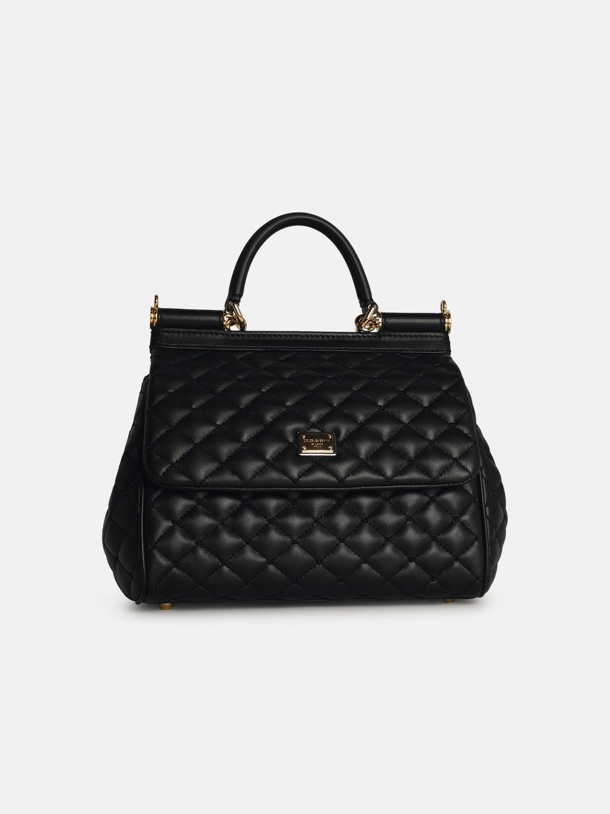 Shop Dolce & Gabbana 'sicily' Black Leather Bag