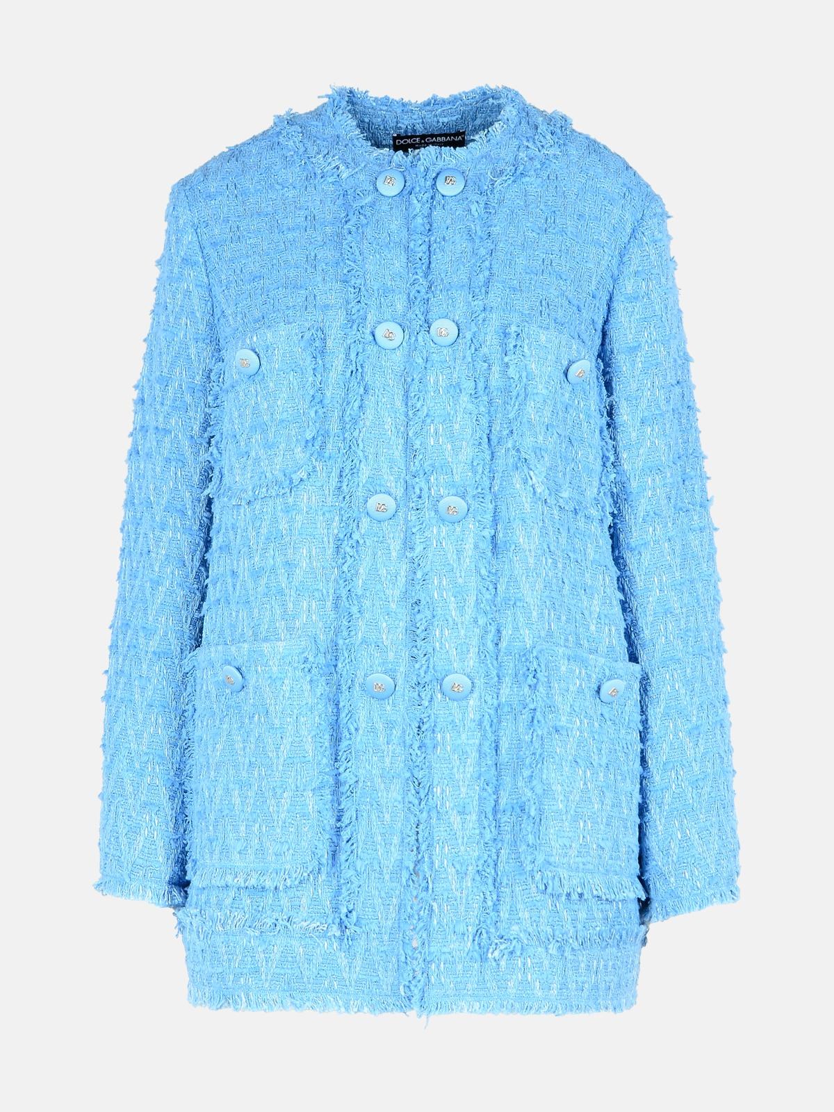 Dolce & Gabbana Light Blue Cotton Blend Jacket
