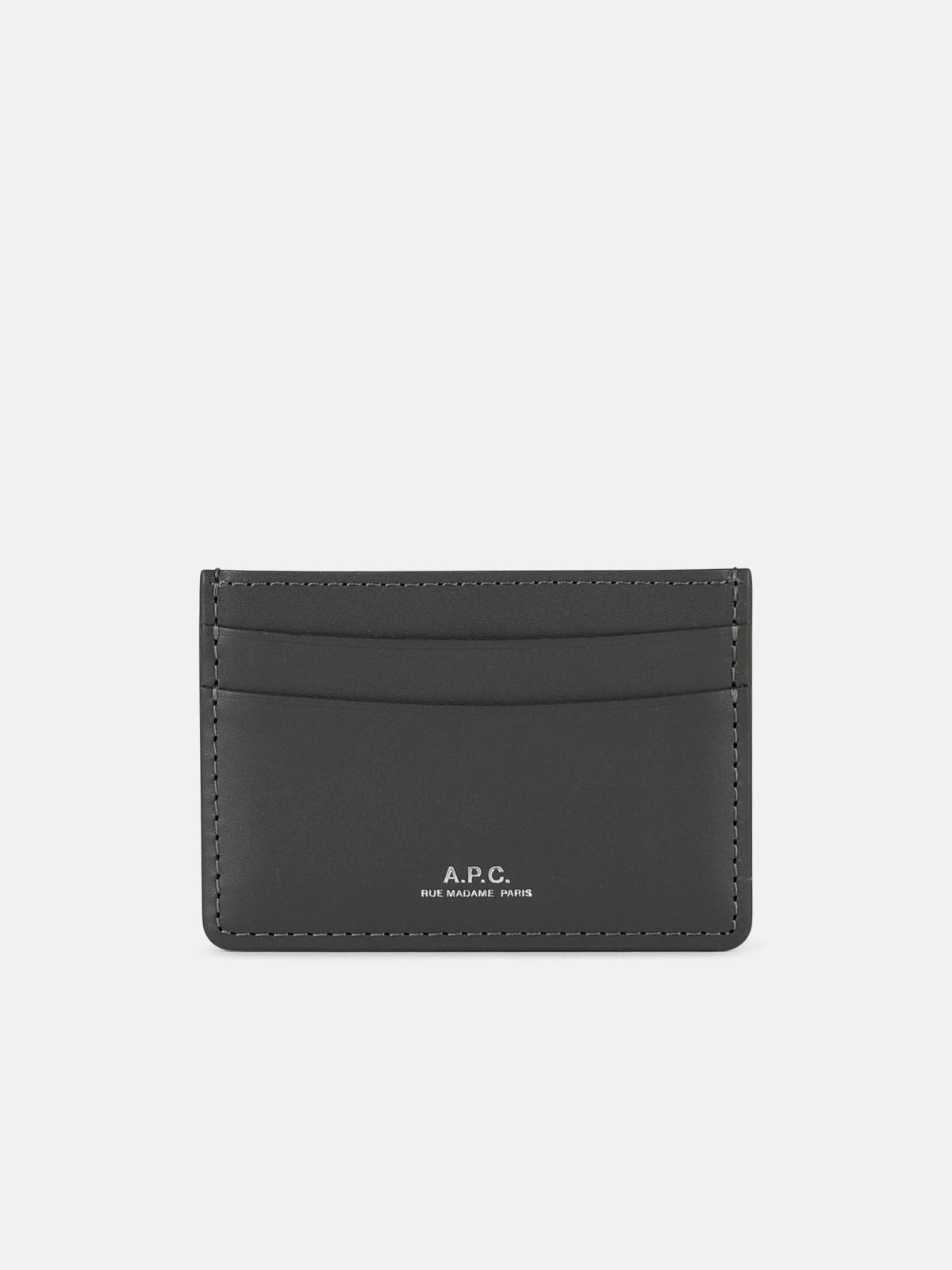 Apc 'andre' Grey Leather Card Holder In Black