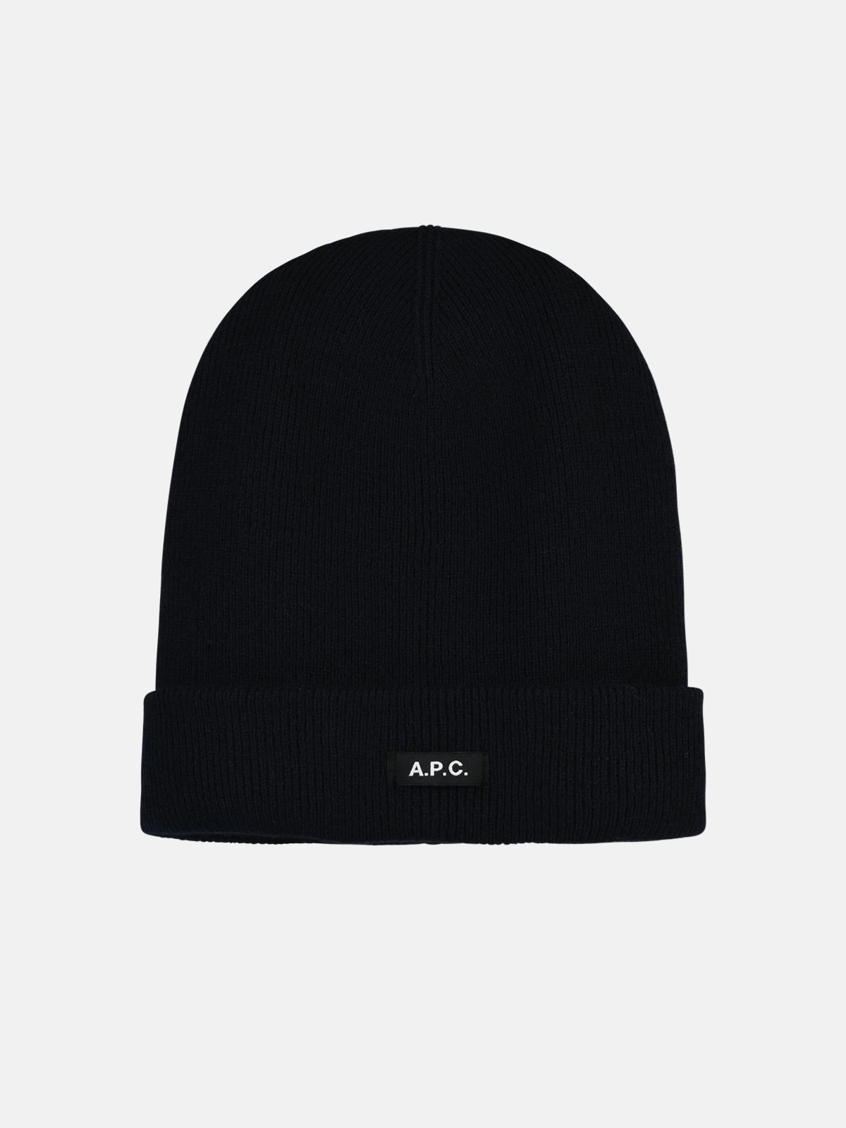 Apc 'autumn' Navy Wool Beanie In Black