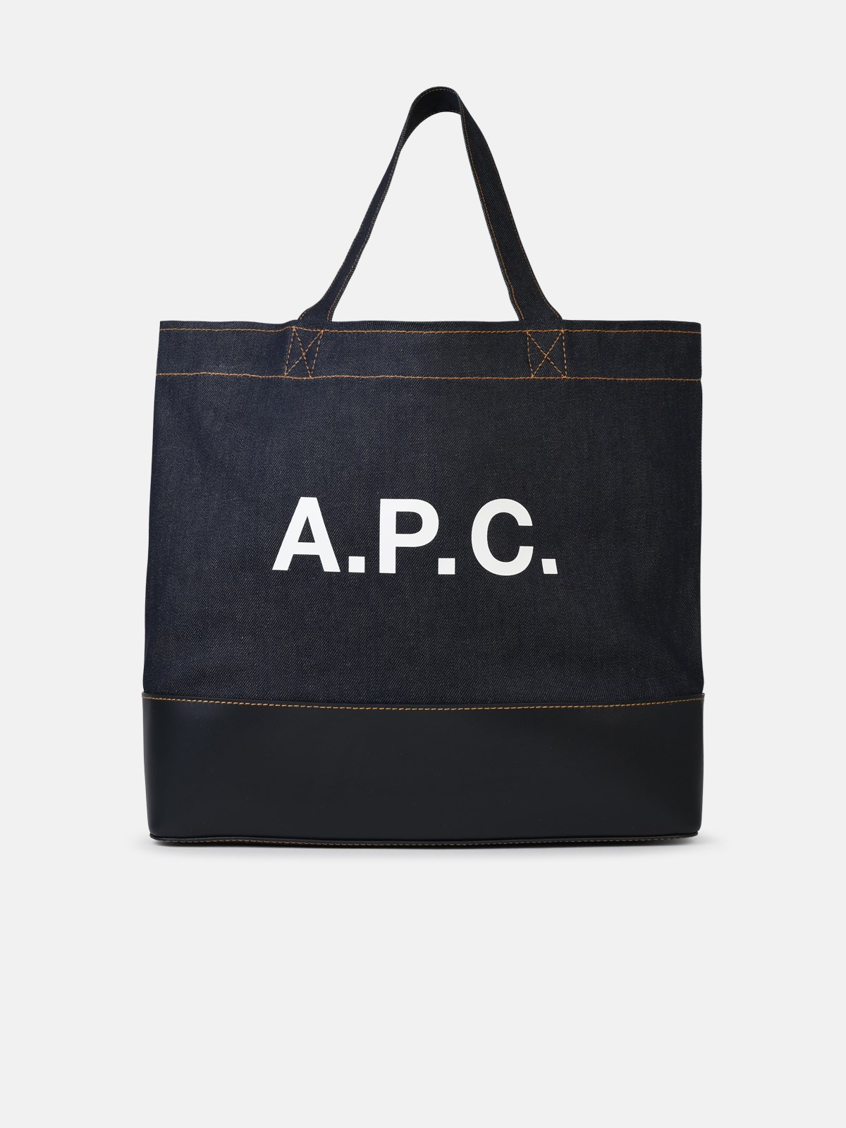 Shop Apc Large 'shopping Axel' Navy Denim Bag
