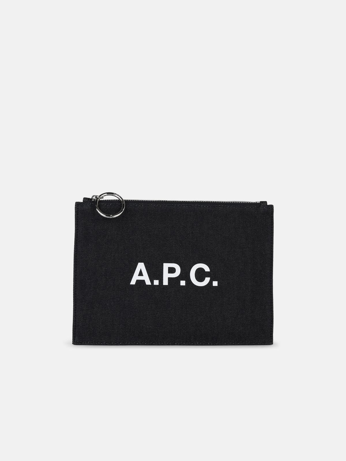 Apc 'tokyo' Blue Cotton Clutch Bag In Black