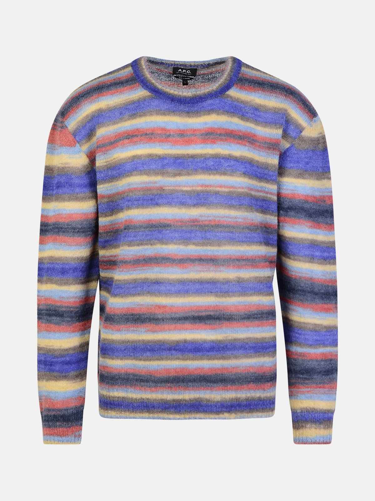 Shop Apc 'bryce' Multicolor Mohair Blend Sweater In Blue
