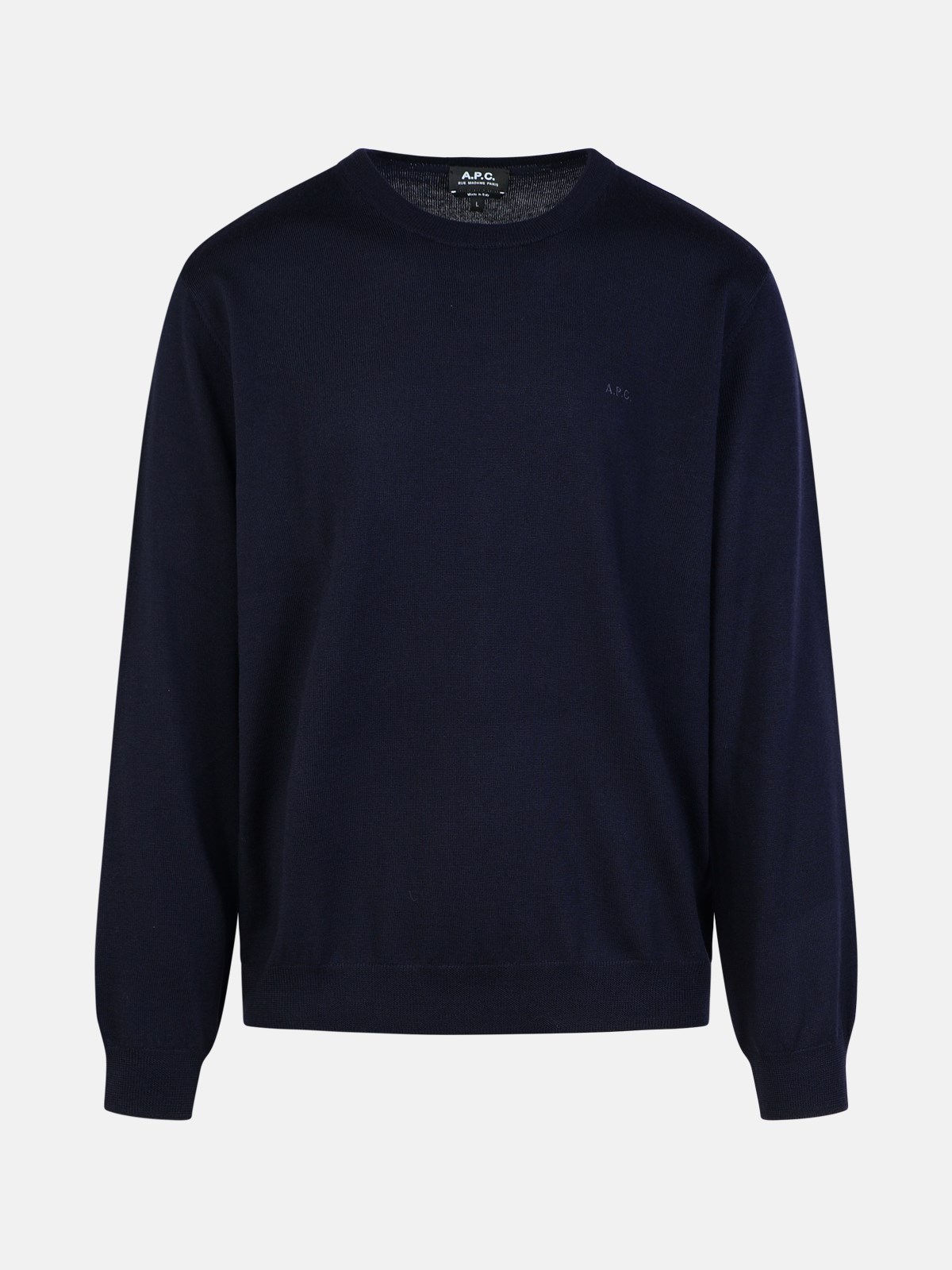 Shop Apc 'matt' Navy Wool Sweater