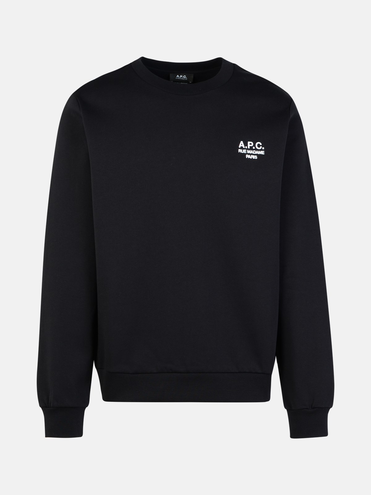 Shop Apc 'rue Madame' Black Cotton Sweatshirt