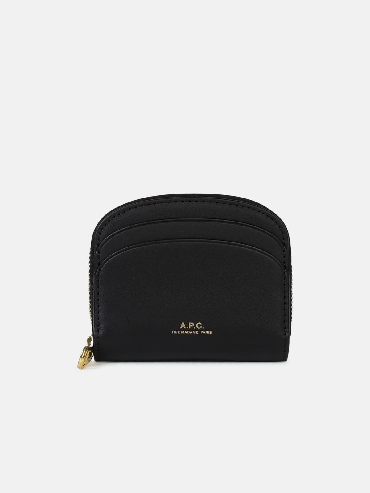 Shop Apc Small 'demi Lune' Black Leather Wallet