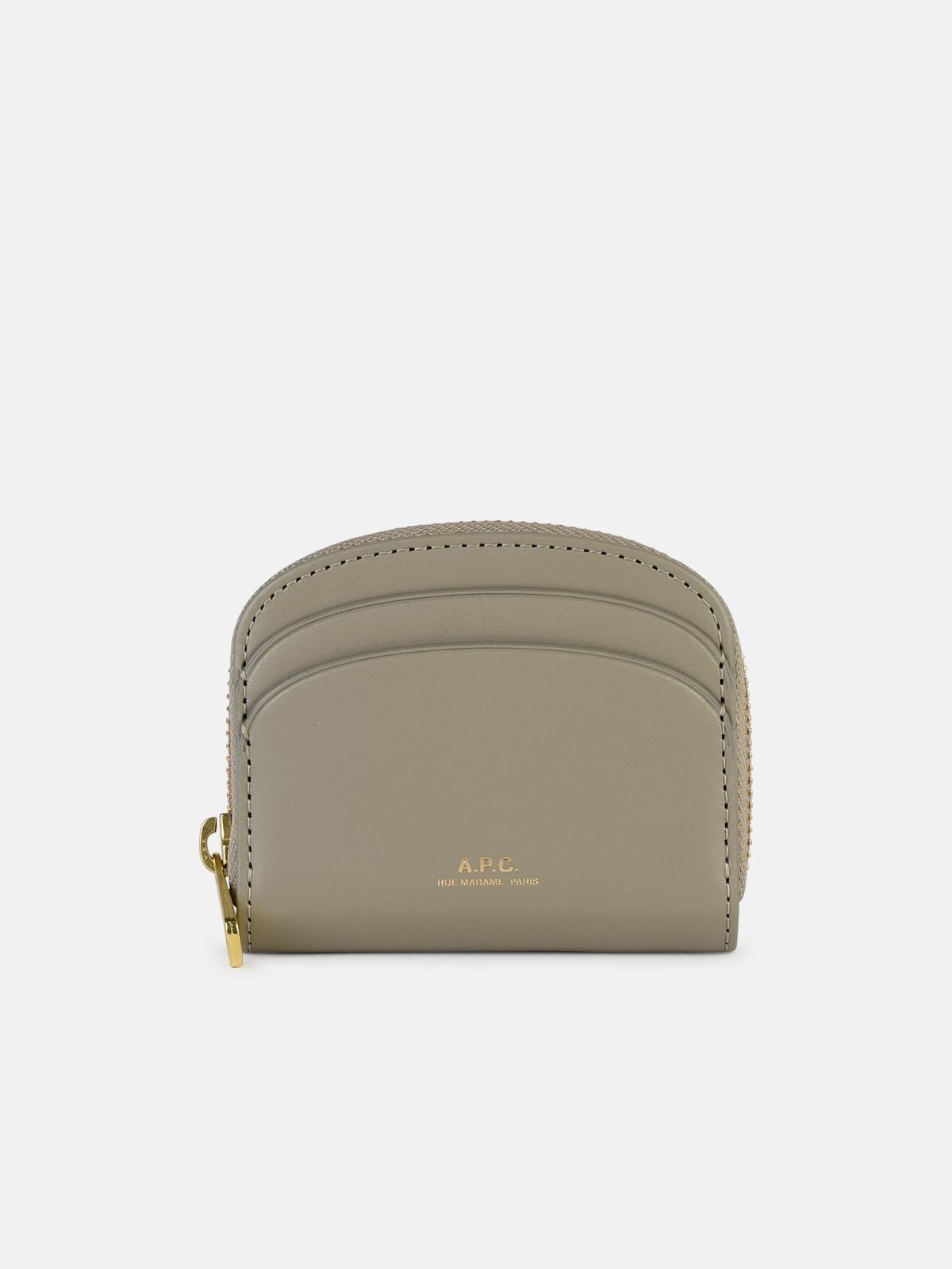 Apc 'demi' Green Leather Wallet In Neutral