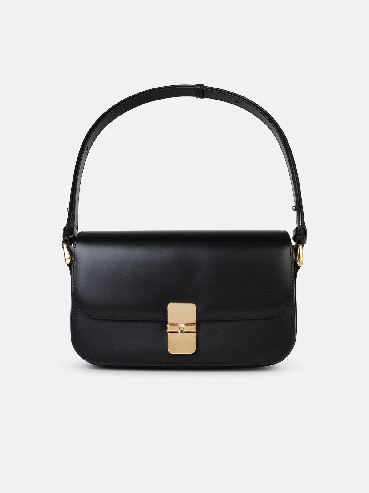 Shop Apc 'grace Bguette' Black Smooth Leather Crossbody Bag