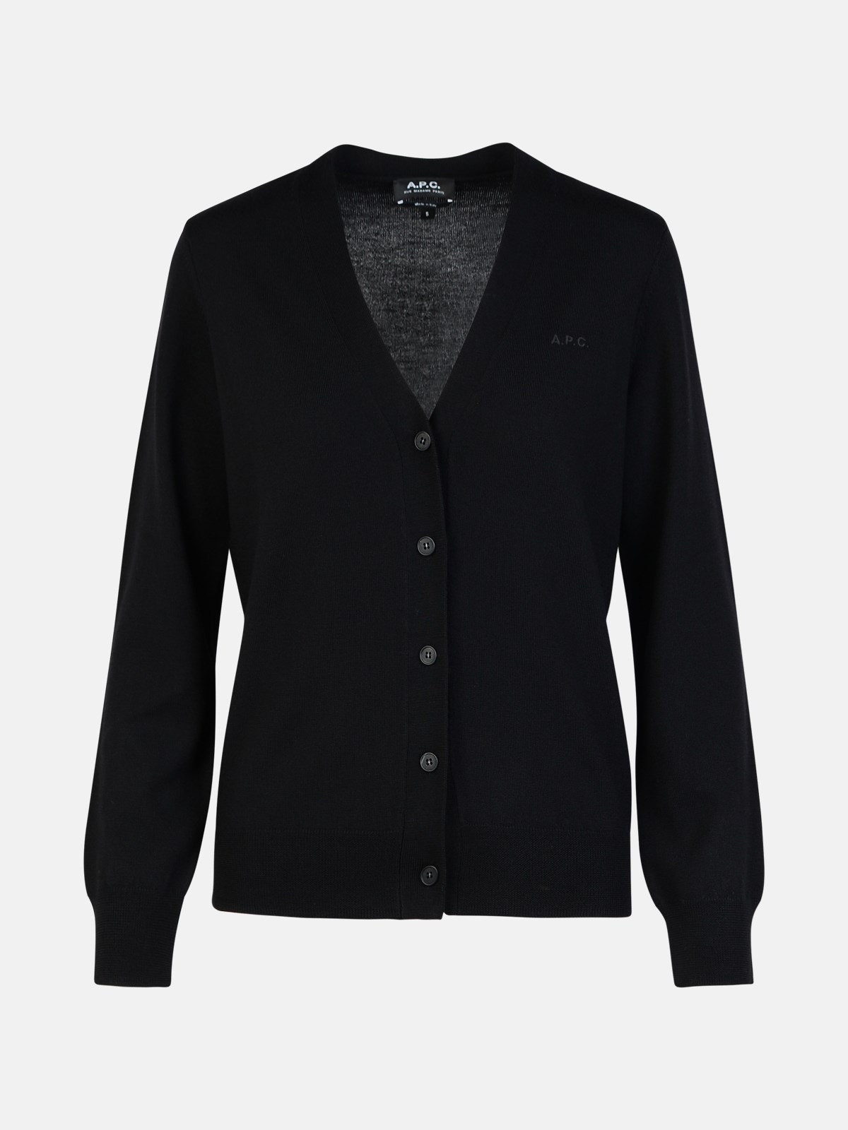 Shop Apc 'salome' Black Wool Cardigan