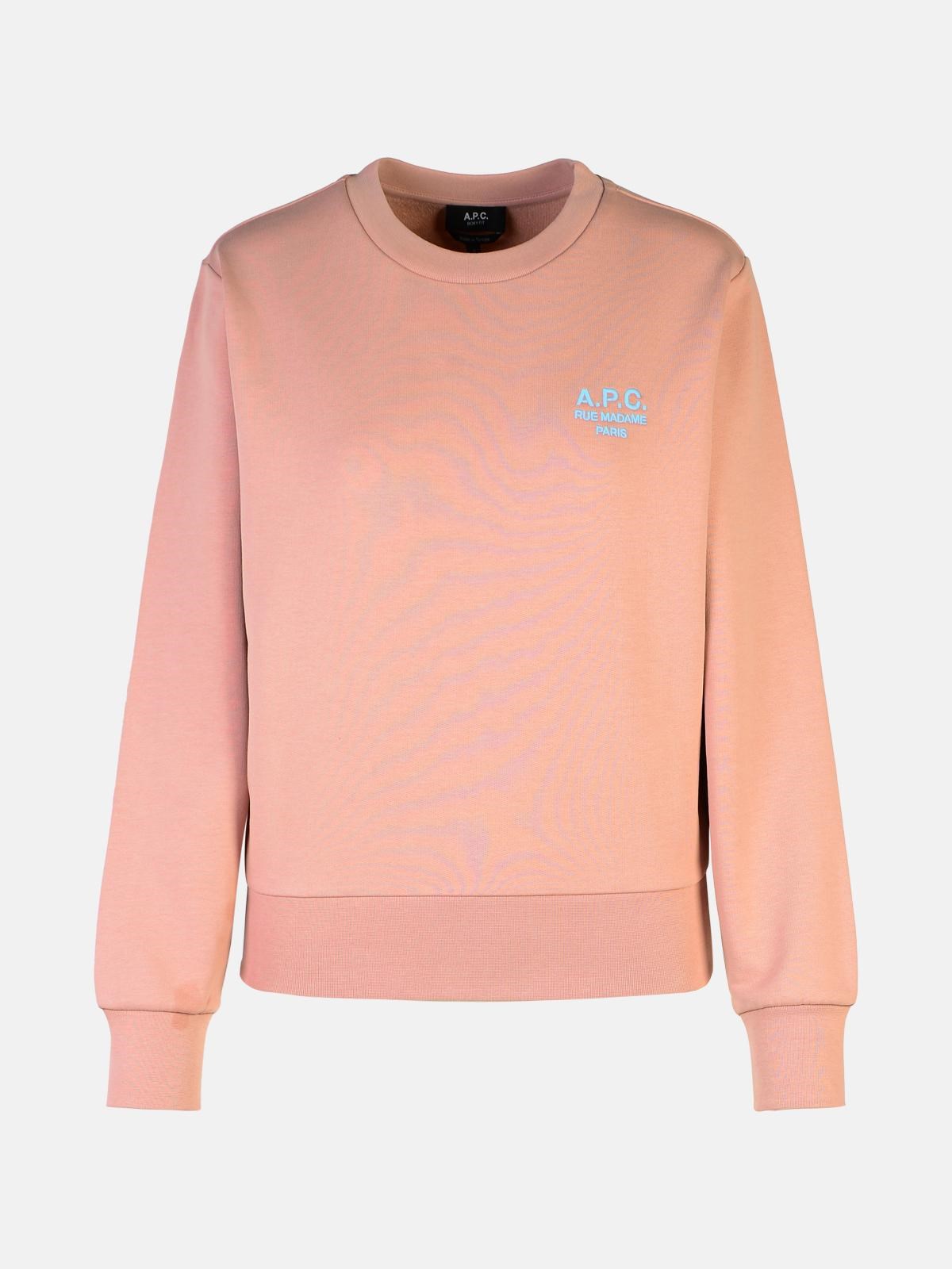 Shop Apc 'rue Madame' Pink Cotton Sweatshirt