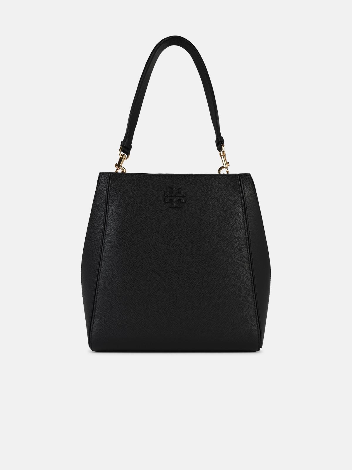 Shop Tory Burch 'mcgraw' Black Leather Bucket Bag