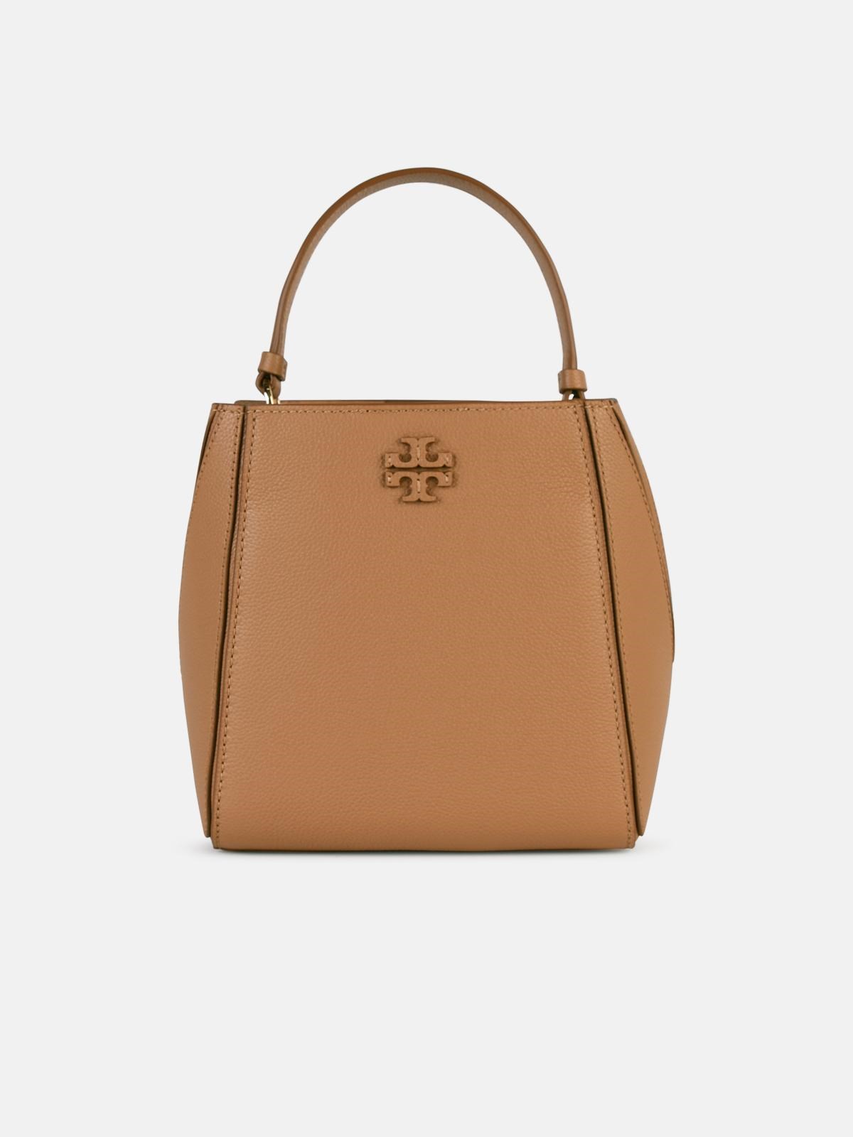 Tory Burch 'mcgraw' Bucket Bag In Beige Leather In Brown