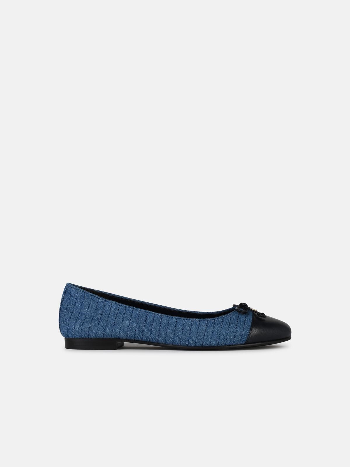 Tory Burch 'matelassé' Ballet Flats In Blue Denim Blend In Blue