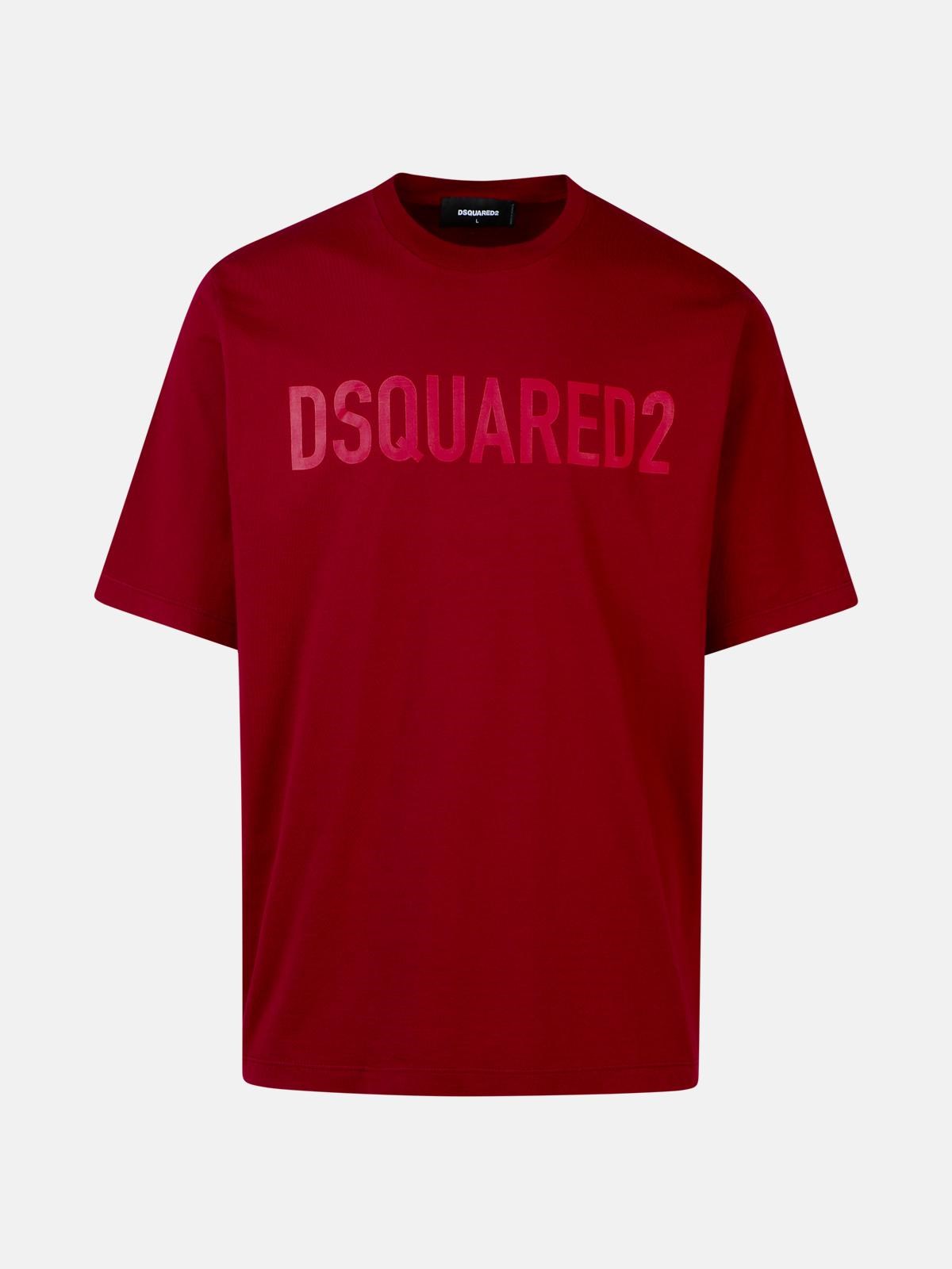 Dsquared2 Burgundy Cotton T-shirt In Red