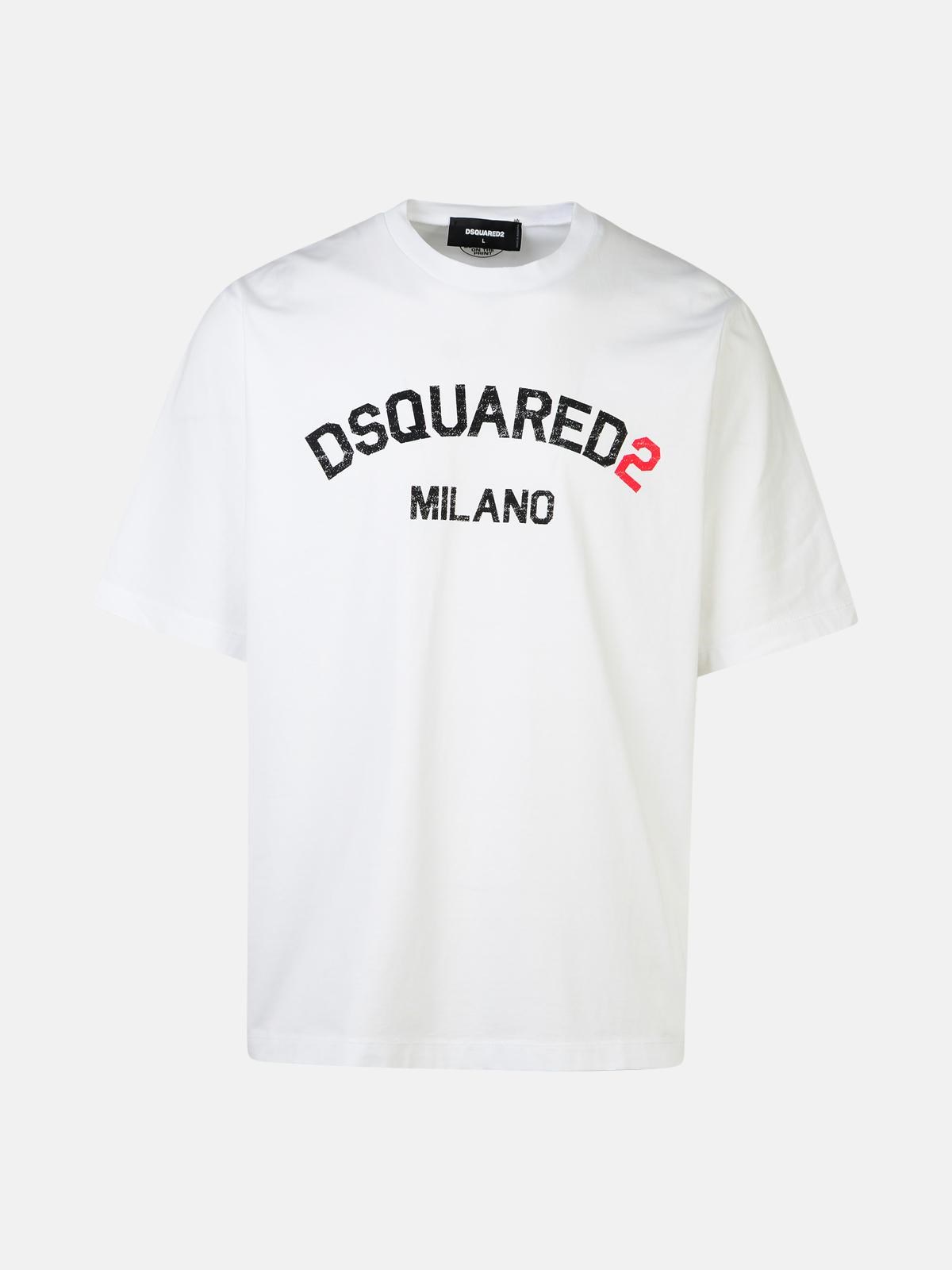 Shop Dsquared2 'milano' White Cotton T-shirt
