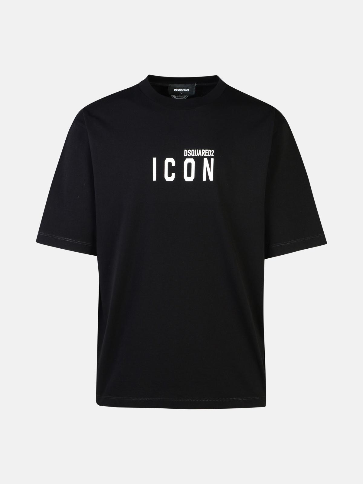 DSQUARED2 'ICON' BLACK COTTON T-SHIRT 