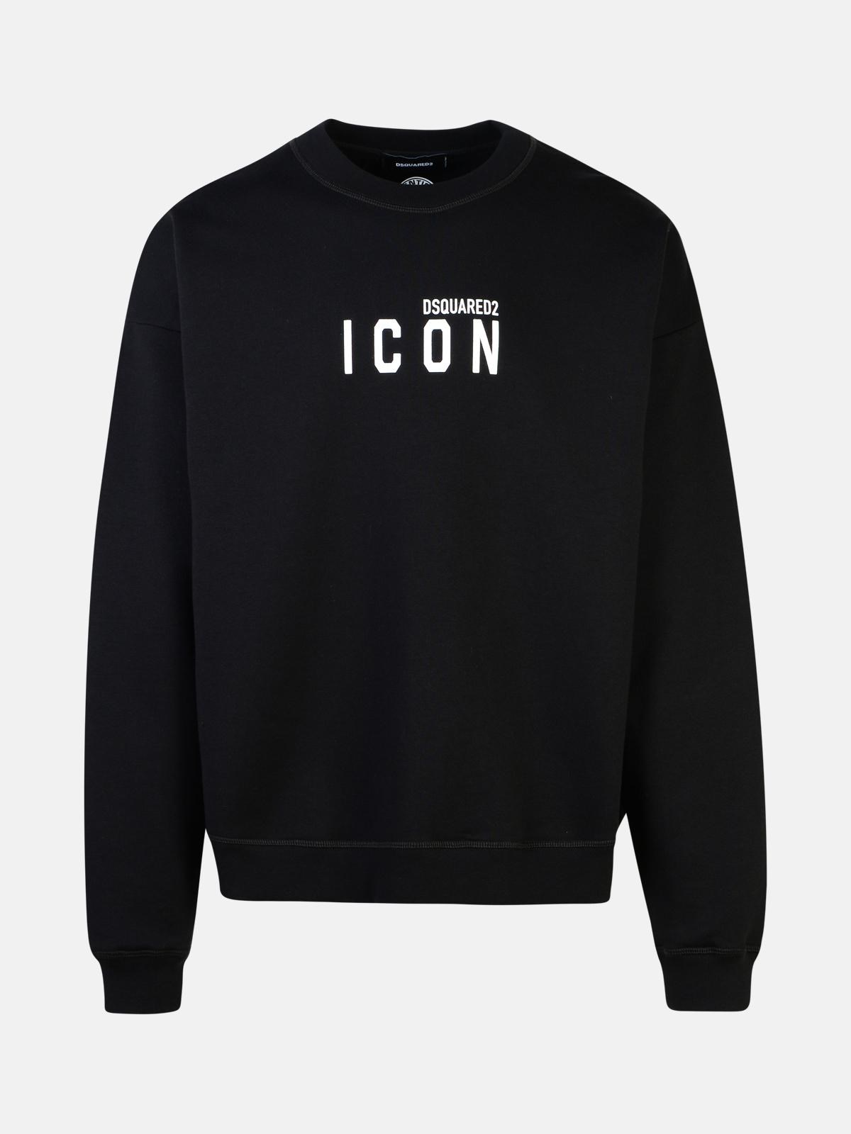 Shop Dsquared2 'icon' Black Cotton Sweatshirt