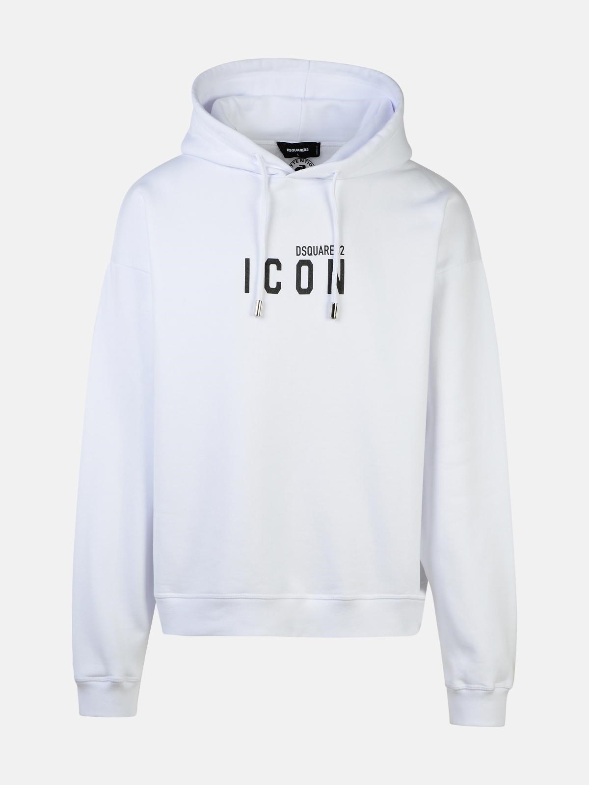 Shop Dsquared2 'icon' White Cotton Hoodie