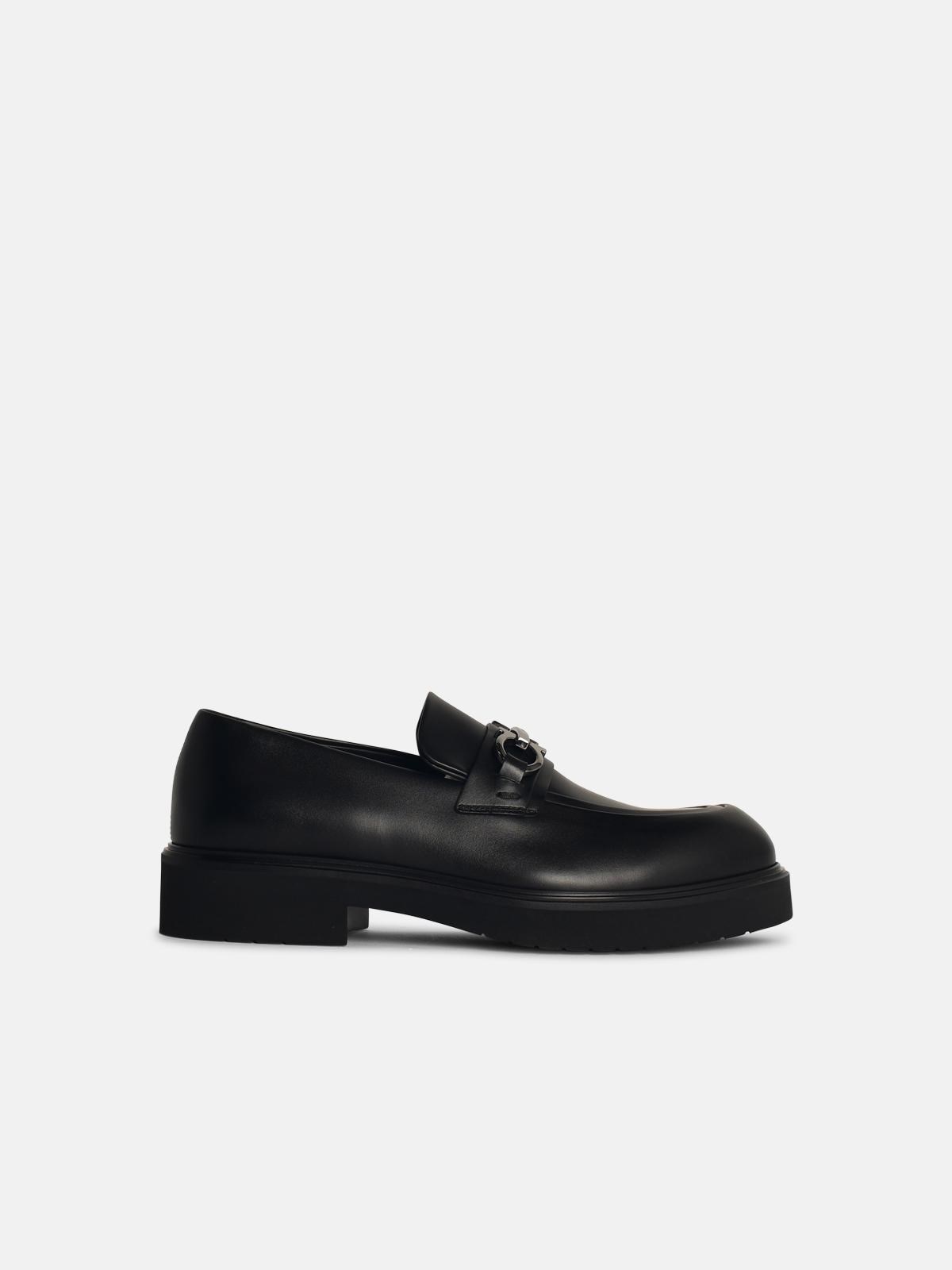 Shop Ferragamo 'fiorello' Black Leather Loafers