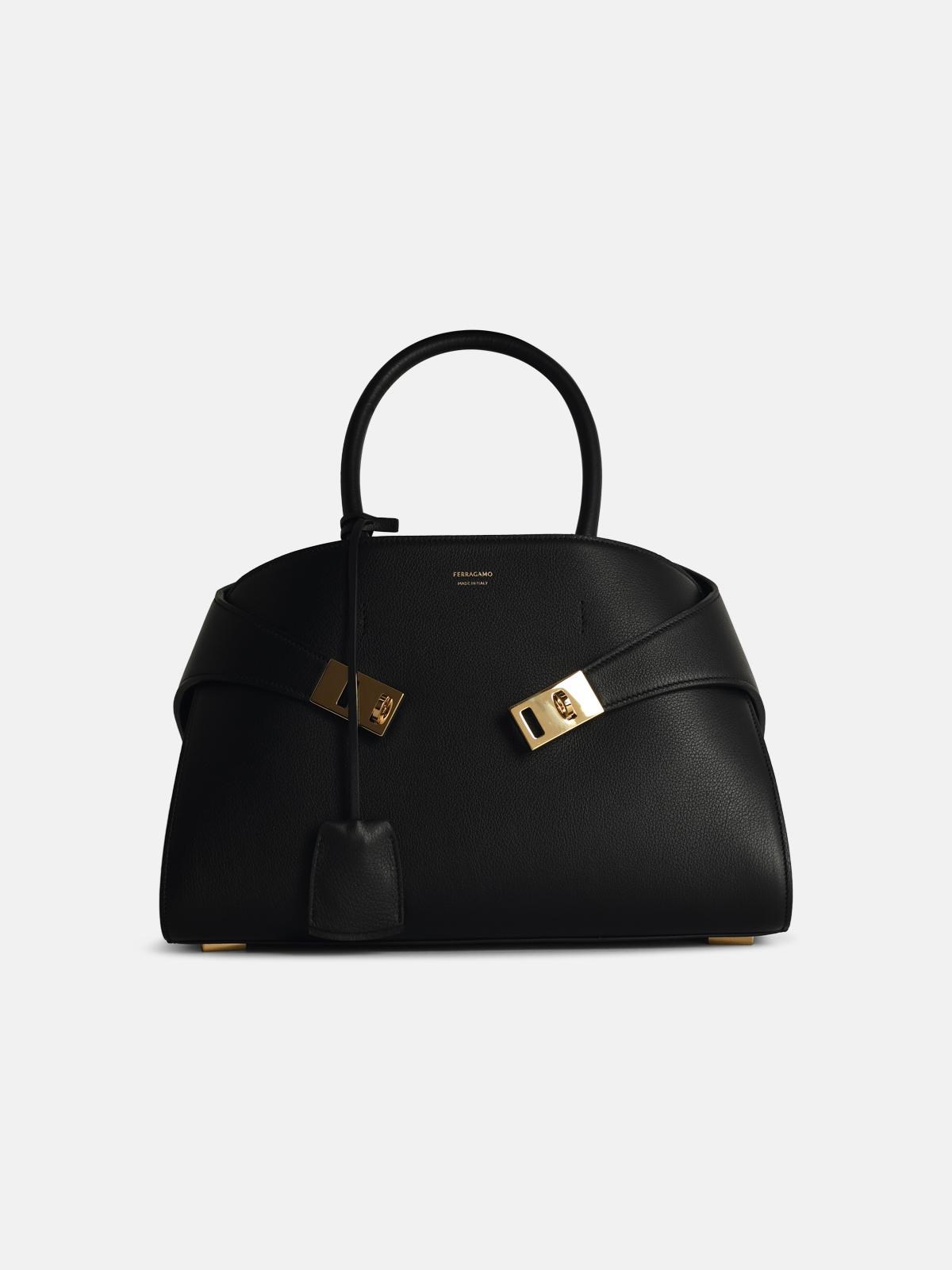Ferragamo 'hug' Black Leather Bag In Black