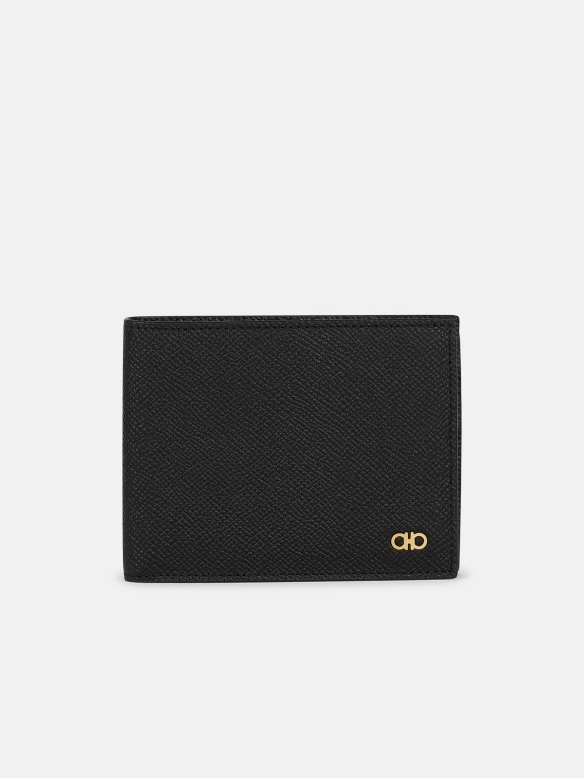 Shop Ferragamo 'micro' Black Leather Wallet
