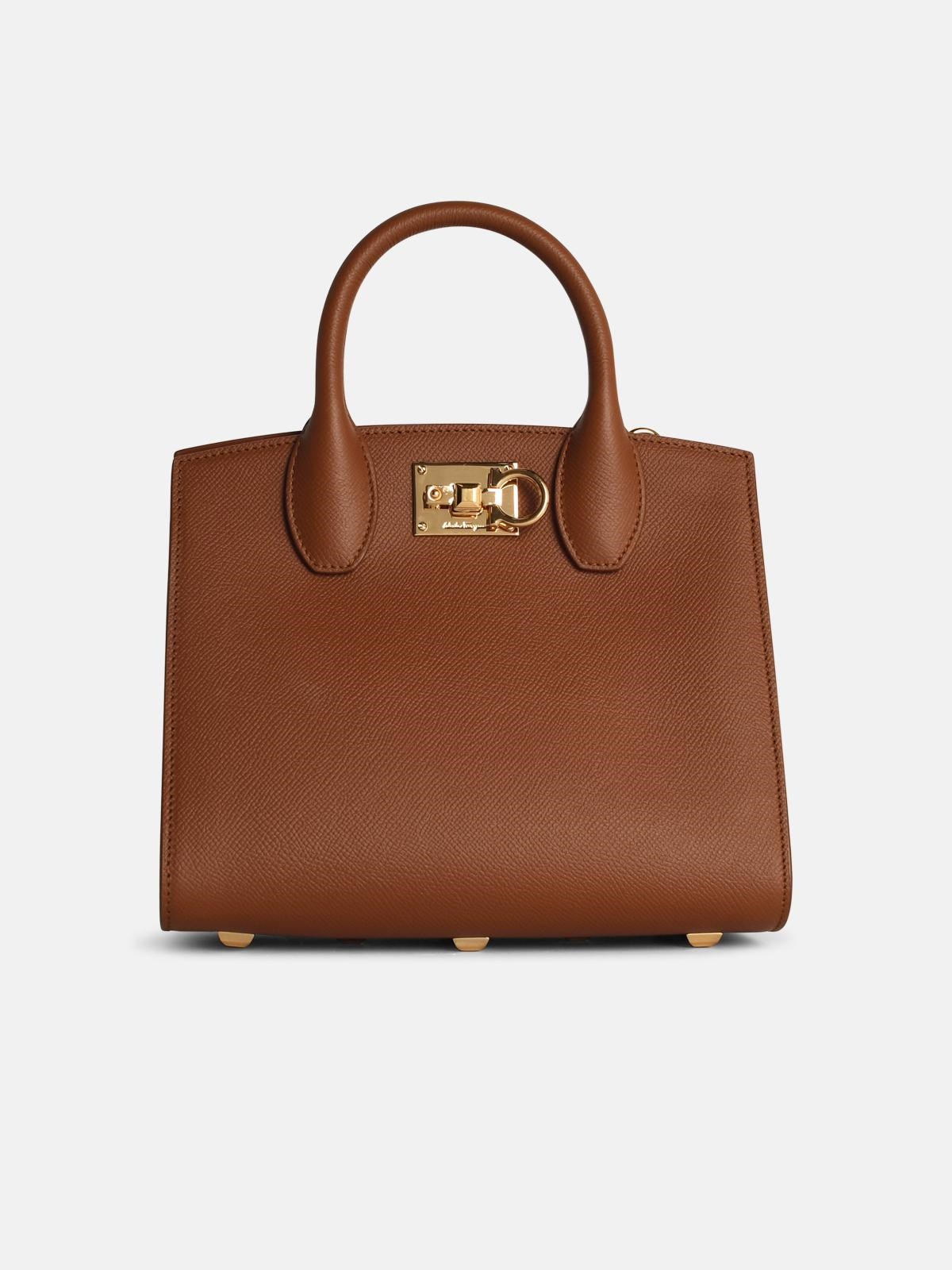 Shop Ferragamo 'box' Mini Bag In Brown Leather