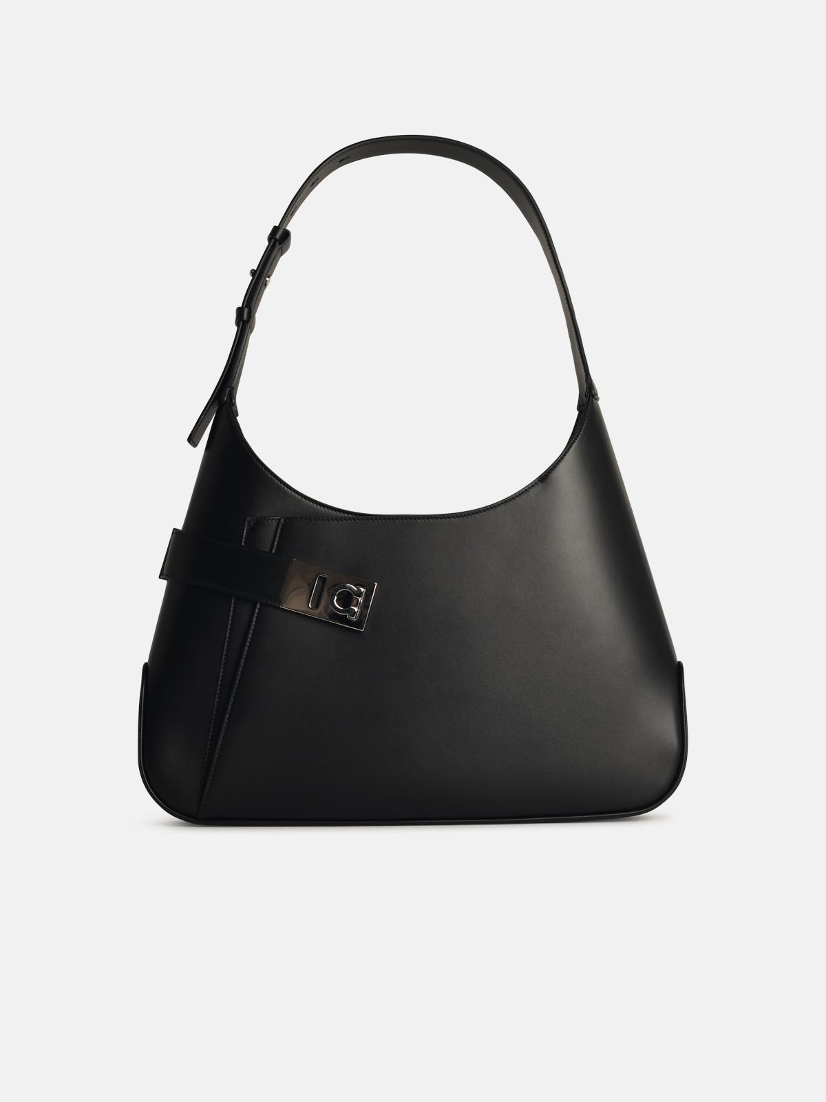 Ferragamo 'arch' Black Matte Leather Bag In Black