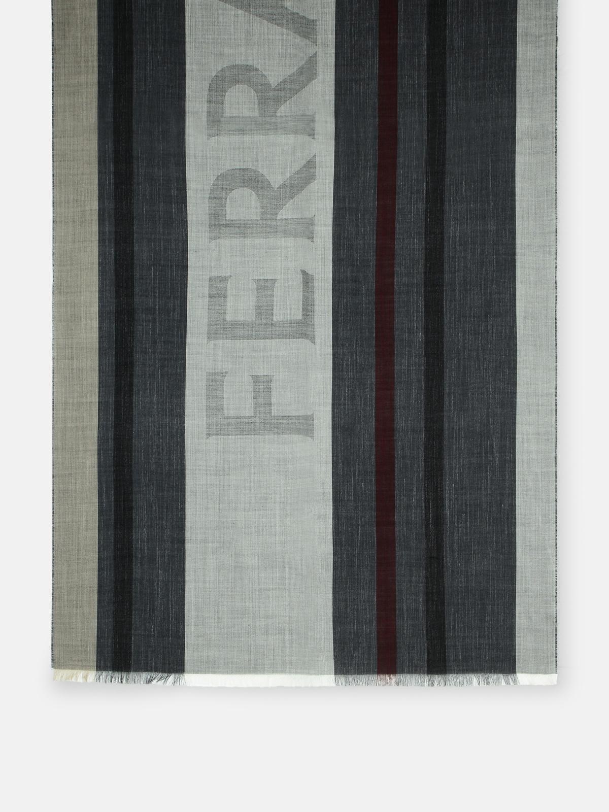 Ferragamo 'big Logo' Grey Silk Blend Scarf In Grey