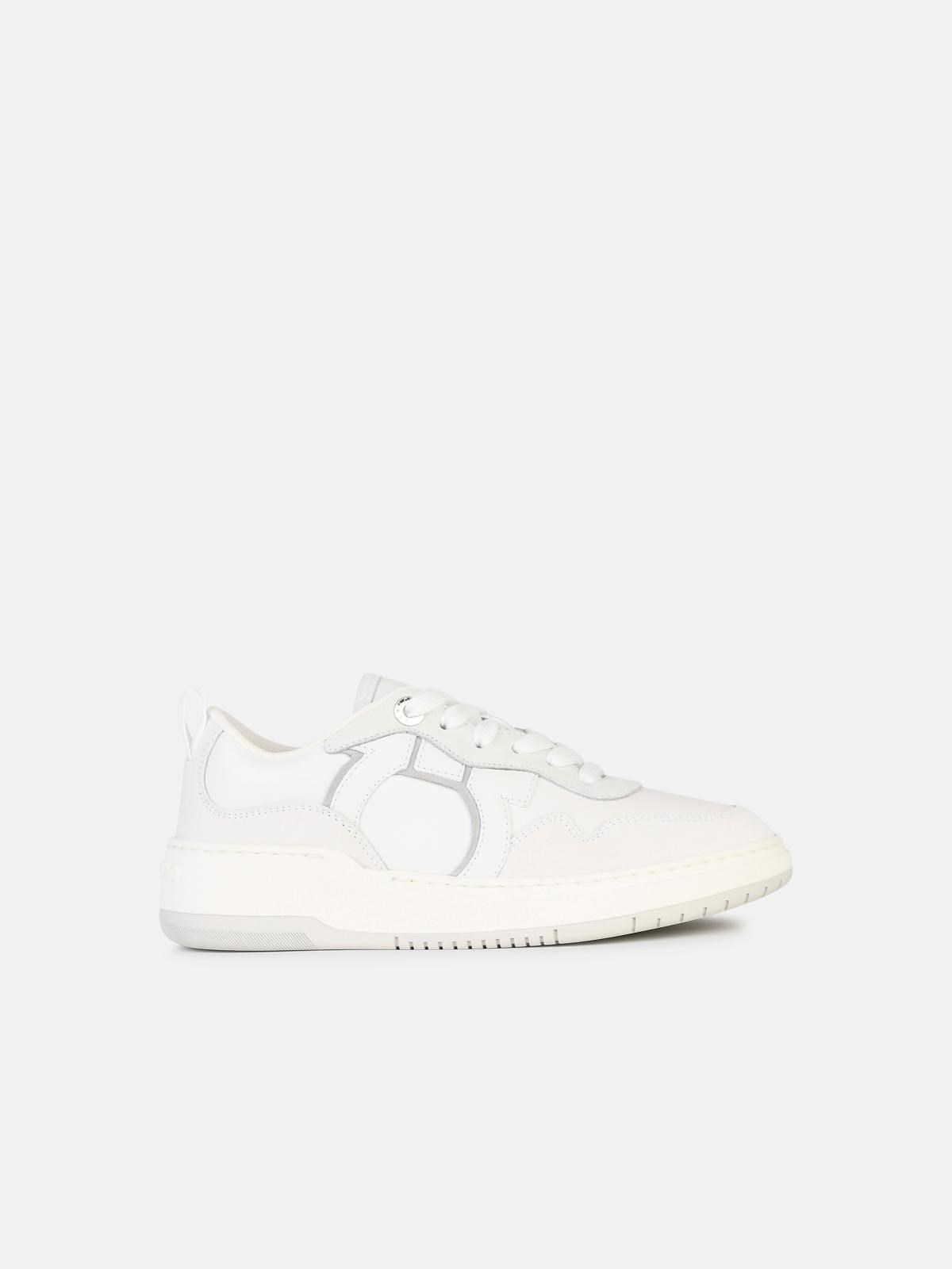 Shop Ferragamo 'dania' White Leather Sneakers