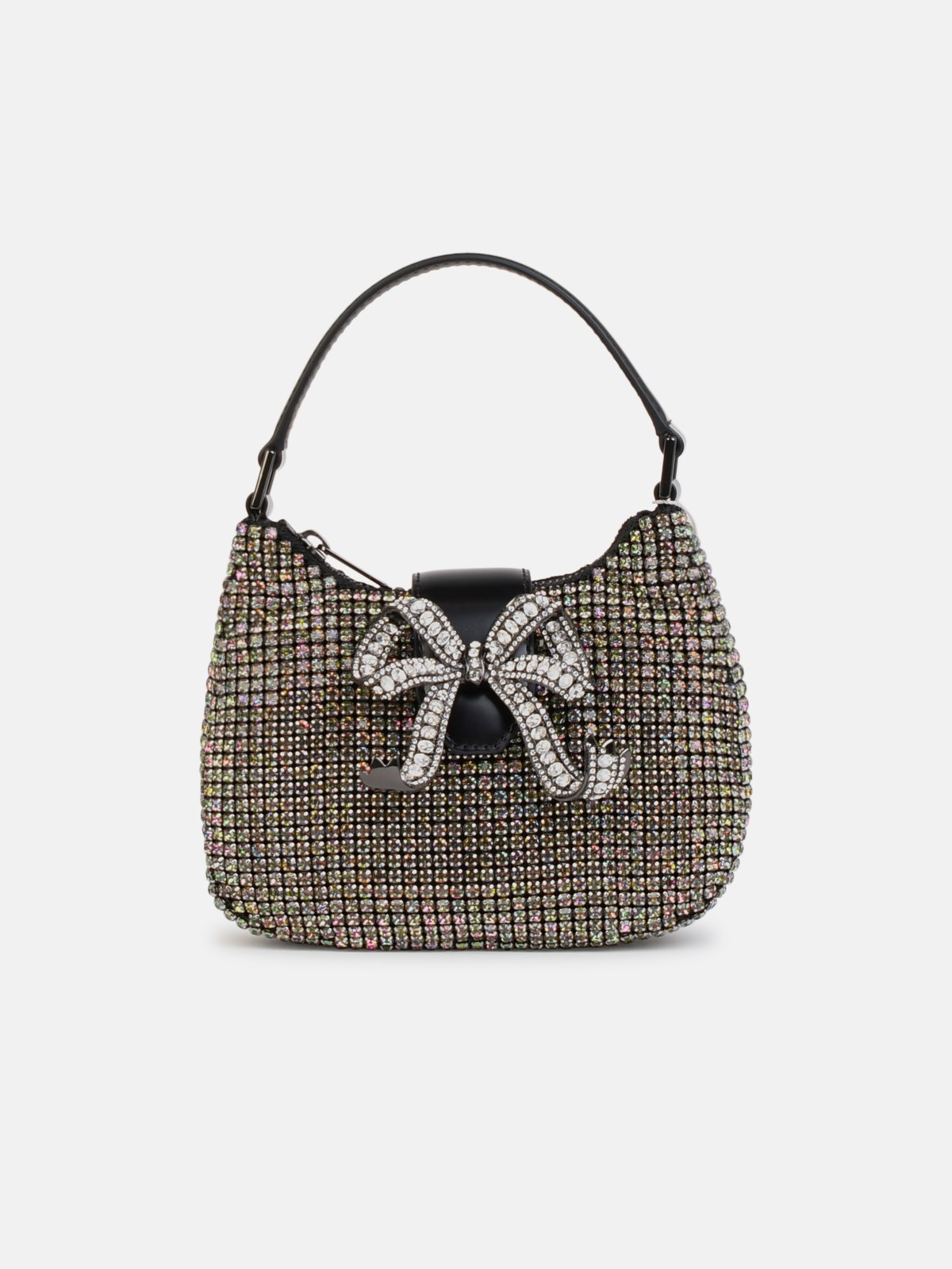 Shop Self-portrait 'rhinestone' Silver Polyester Handbag