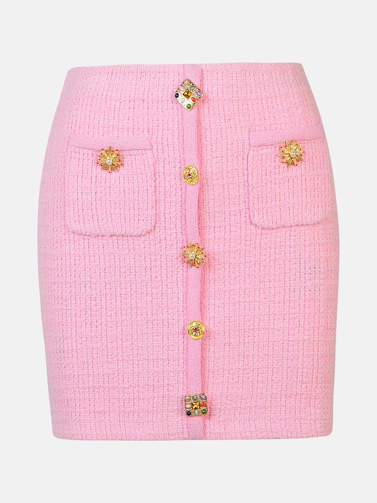 Shop Self-portrait Pink Viscose Blend Skirt