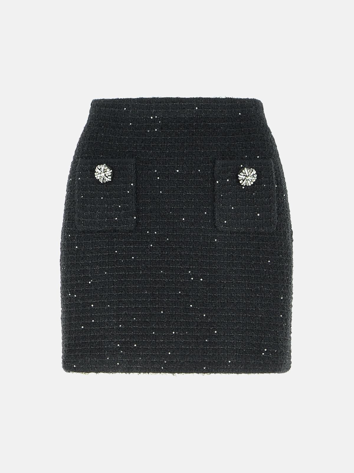 Self-portrait Black Polyester Blend Skirt In Black