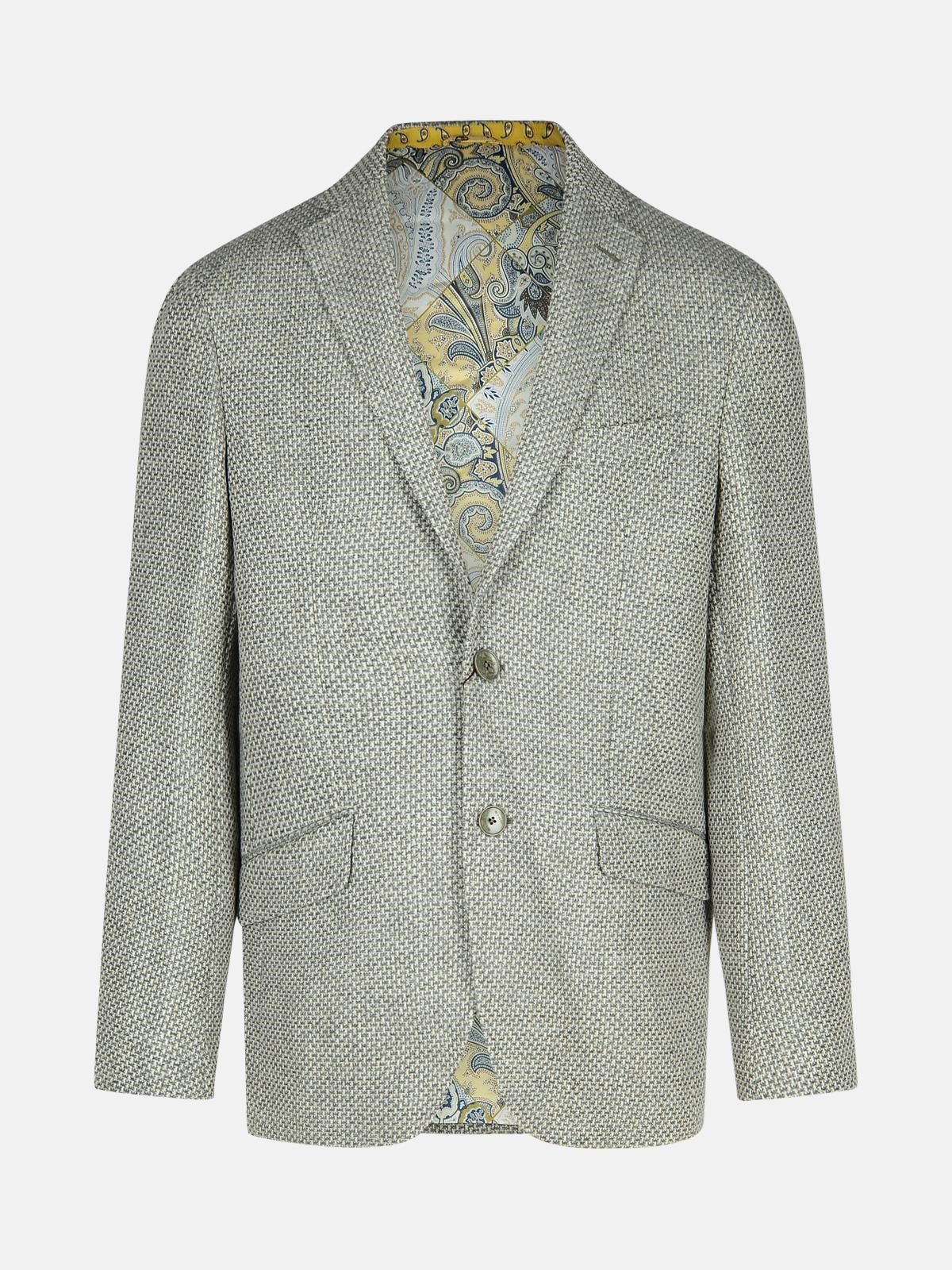 Etro 'roma' Grey Wool Blend Blazer In Grey