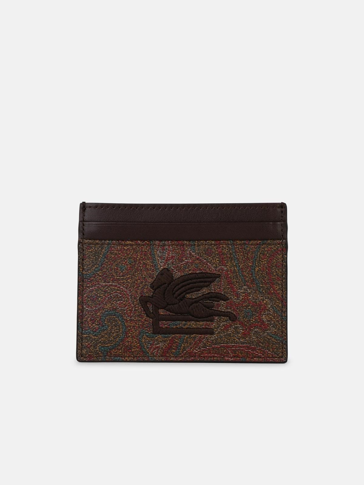 Etro 'arnica' Brown Leather Card Holder