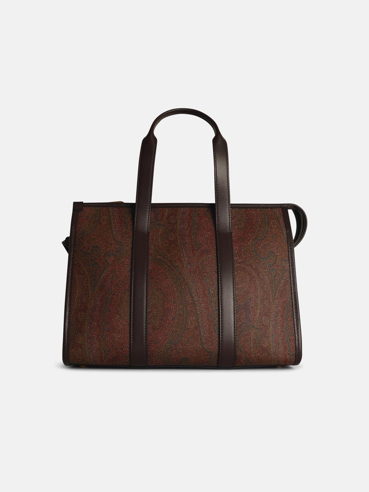 ETRO 'ARNICA' BROWN SHINY LEATHER SHOPPING BAG 