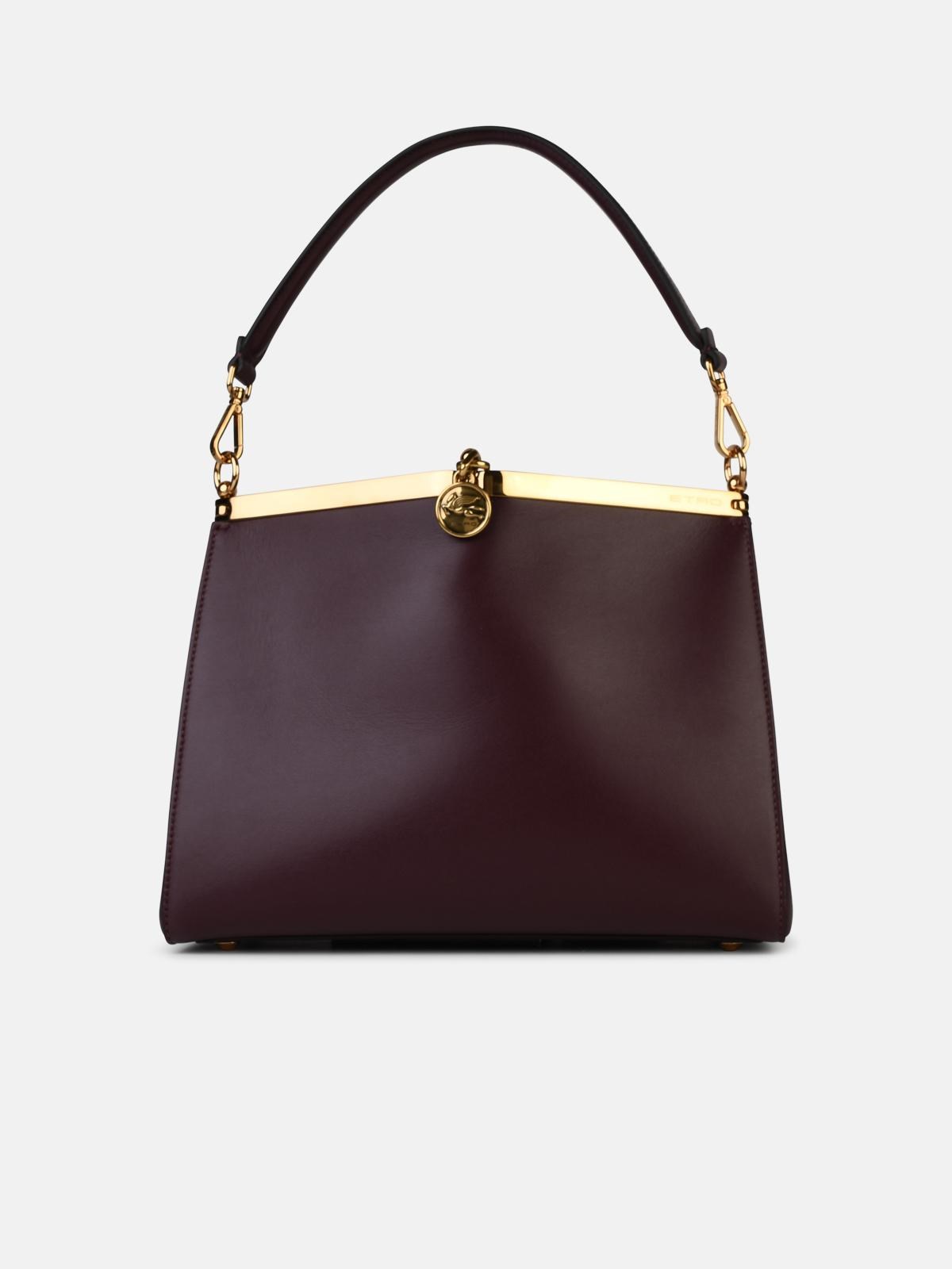 Etro Medium 'vela' Burgundy Leather Bag In Brown