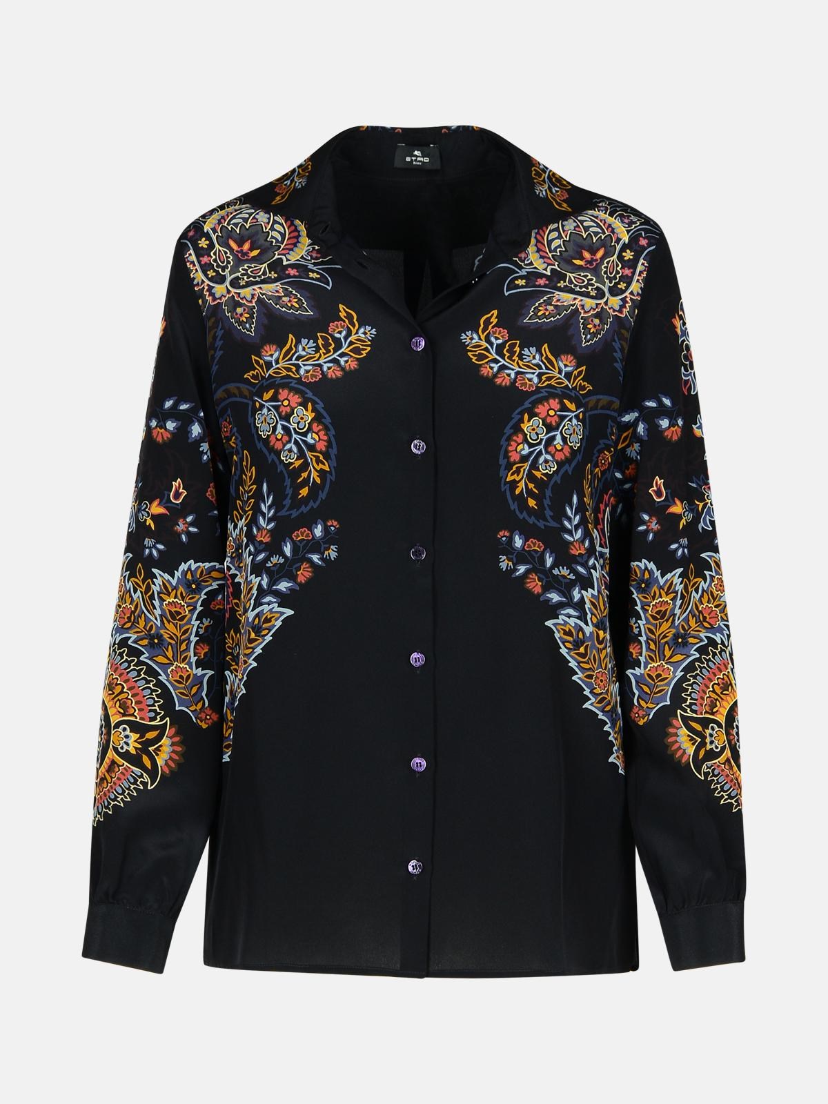 Shop Etro Black Silk Shirt