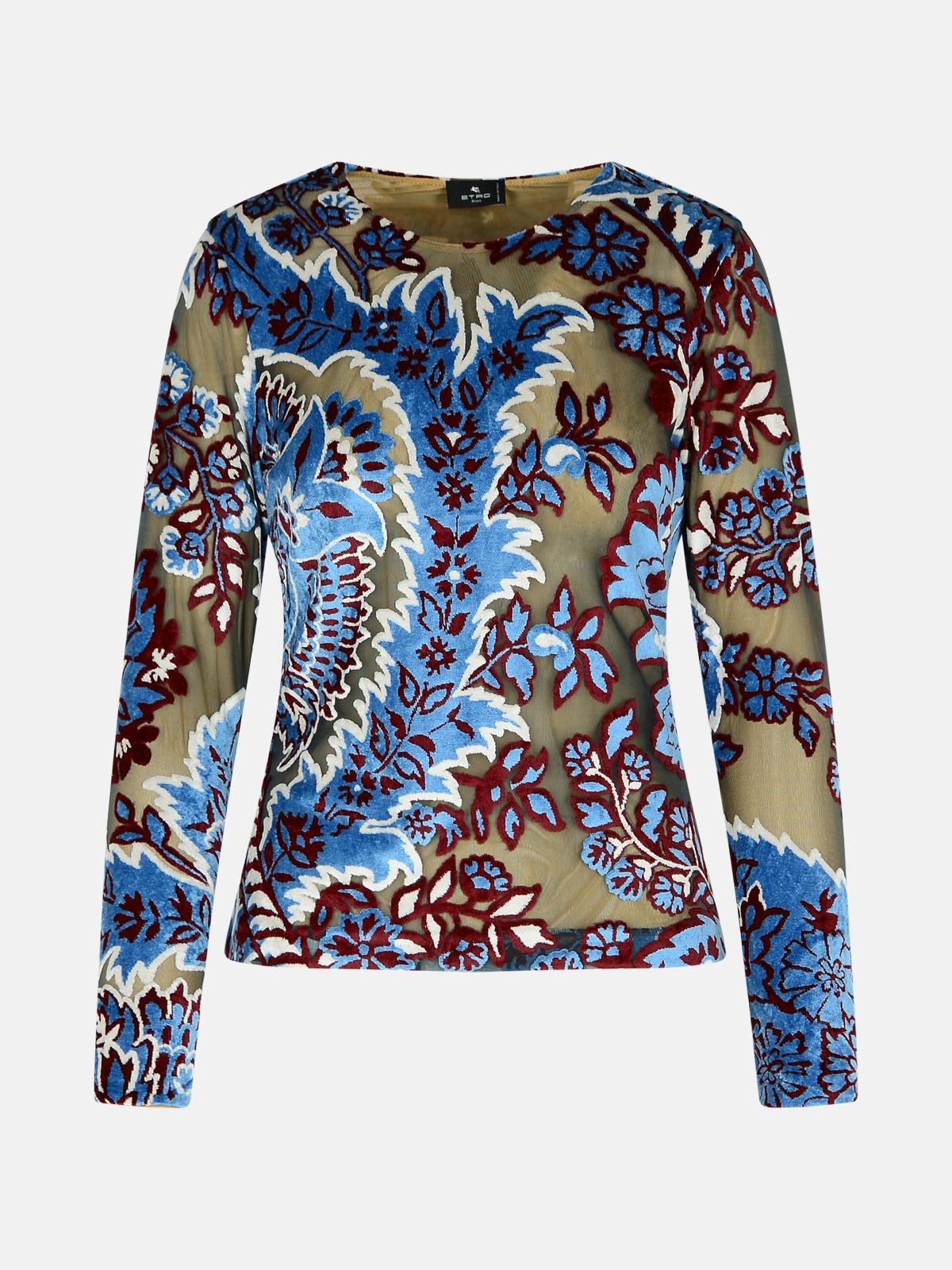 Etro Multicolor Viscose T-shirt In Blue
